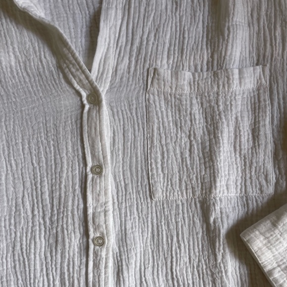 Women’s Large Sanctuary White Gauze Cotton High Low Top Neutral Contemporary - Picture 3 of 9